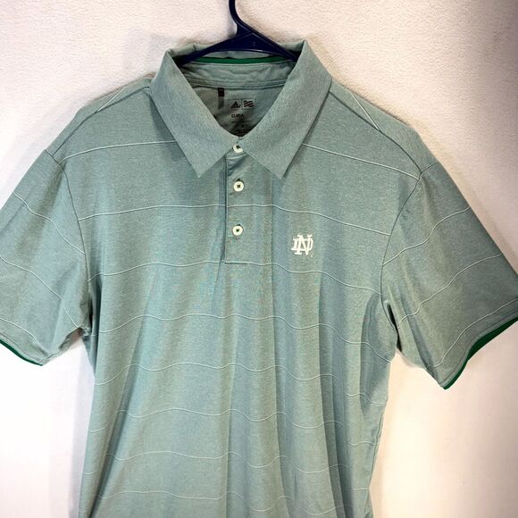 Adidas Golf Climalite Light Green Striped Polo with Notre Dame Logo Mens Size M - Picture 5 of 11